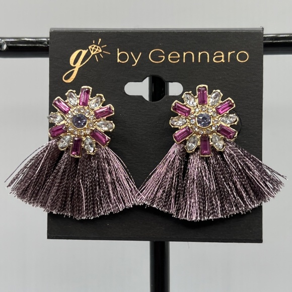 G by Gennaro Earrings $12ea / 3 for $20   Purple Fan Tassel Whimiscal Post - Picture 3 of 5